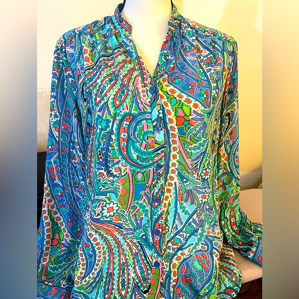 Spense, Printed Button Down Shirt, Size Large, Mu… - image 1